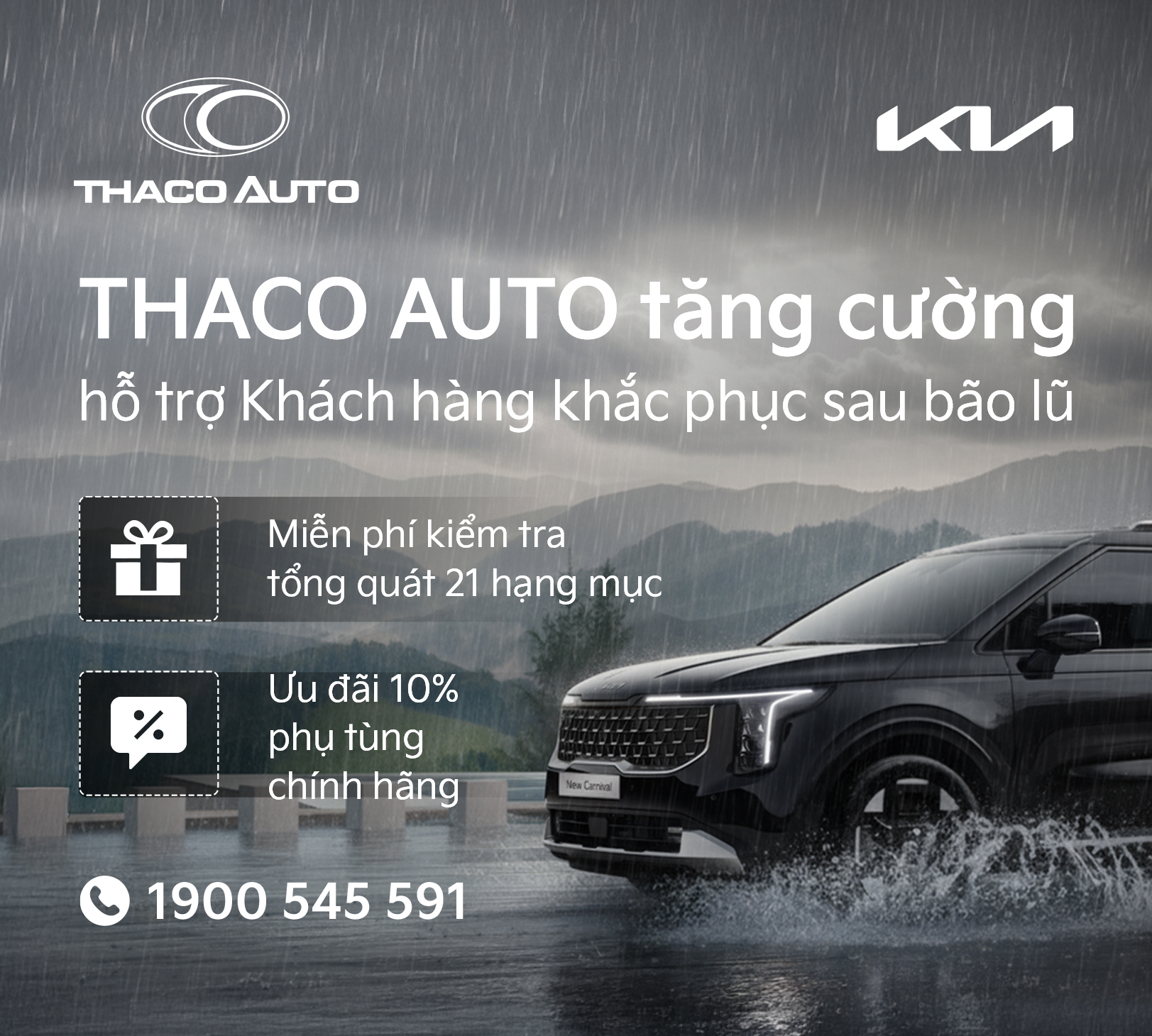 THACO AUTO tăng cường hỗ trợ khách hàng khắc phục sau bão lũ
